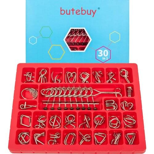 30Pcs/set Metal Brain Teaser Puzzle Set Intelligence Buckle Learning Educational Toy Gift For Chrismtas Thanksgiving