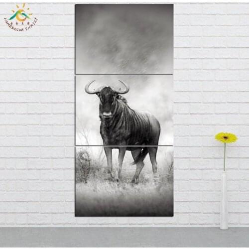 Wall Art HD Prints Canvas Art Painting Modular Picture And Poster Cow Animal in Rain Canvas Painting Decoration Home 3 PIECES
