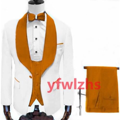 New Arrival One Button Groomsmen Shawl Lapel Groom Tuxedos Men Suits Wedding/Prom Best Blazer ( Jacket+Pants+Vest+Tie) C238