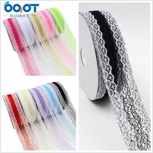 OOOT BAORJCT L-20401-202,38mm 5yards Colored Bilateral Hollow Flowers Ribbons,Wedding Accessories DIY handmade materials