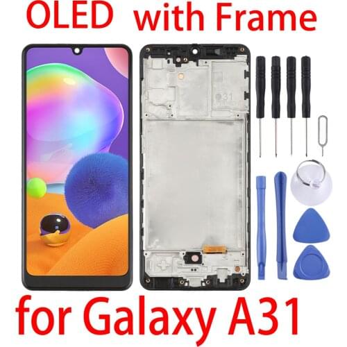 OLED Material LCD Screen and Digitizer Full Assembly with Frame for Samsung Galaxy A31 SM-A315