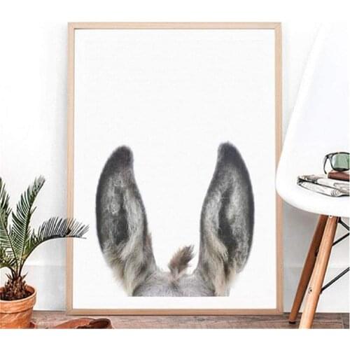 Peekaboo Animal Face Donkey Prints Poster Painting Canvas Wall Art Picture for Living Room Bedroom Home Decoration Artwork