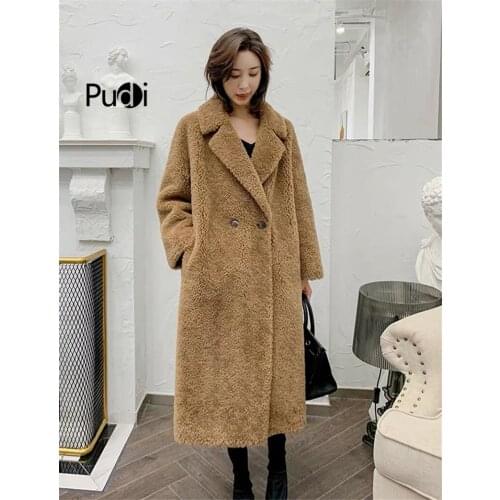 Aorice CT942 womens winter 100% wool fur coat female jacket over size parka lady fashion long sheep fur coat