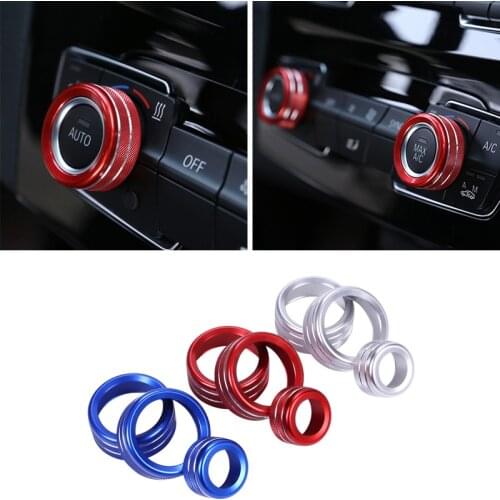 3Pcs For BMW 1 2 3 4 Series F30 F34 F46 GT X1 F47 F48 13-17 Car Styling Air Conditioning Knobs Audio Circle Trim Alloy Accessory