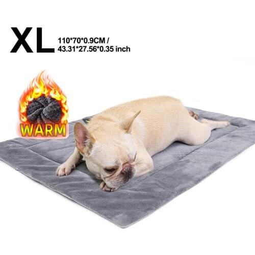 Dog Bed Self Heating Pet Pads Dog Blanket Cat Bed Plush Winter Warm Pet Thermal Mat Blanket Brown Gray Randomly