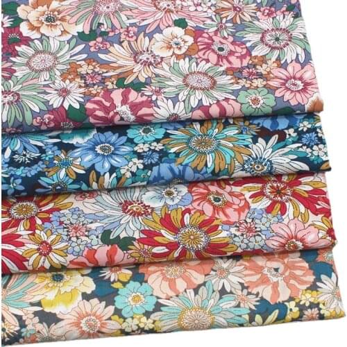 Wide 58" 100% Cotton Dense Plain Poplin Printed Fabric Scarf Dress Shirt Diy Material By the Half-Yard Small Floral