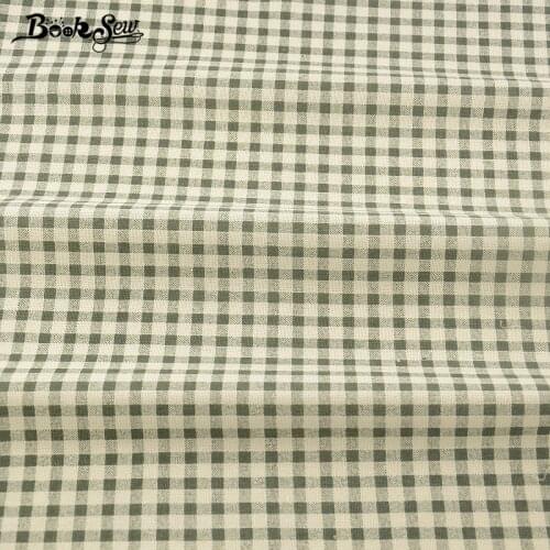 Green Checks Booksew Home Textile Cotton Linen Fabric Sewing Material Tissu For Tablecloth Pillow Bag Curtain Cushion Zakka