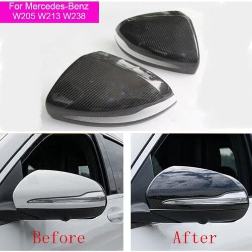 W205 W213 for Mercedes-Benz C E S CLS GLC Class W238 W222 X205 Real Carbon Fiber Mirror Cover Automobile Decoration Accessory