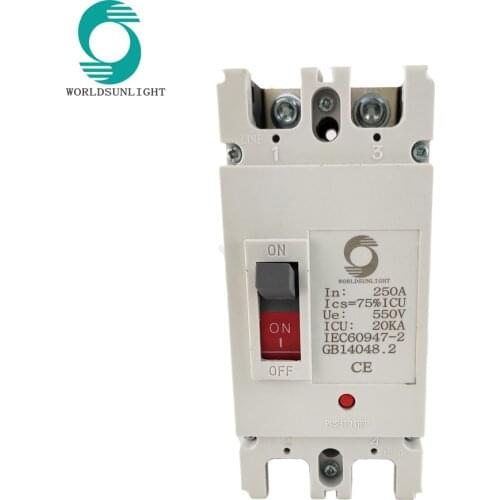 Worldsunlight XM1-250PV Moulded Case Circuit Breaker Switch 2P 550V 160A 200A 250A DC MCCB
