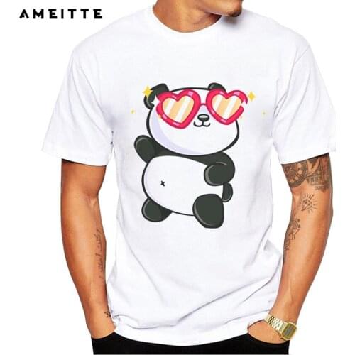 AMEITTE Funny Fabulous Panda T Shirt Mens Cartoon Panda Printed Streetwear Short Sleeve Geek Style tshirts Tops camiseta hombre