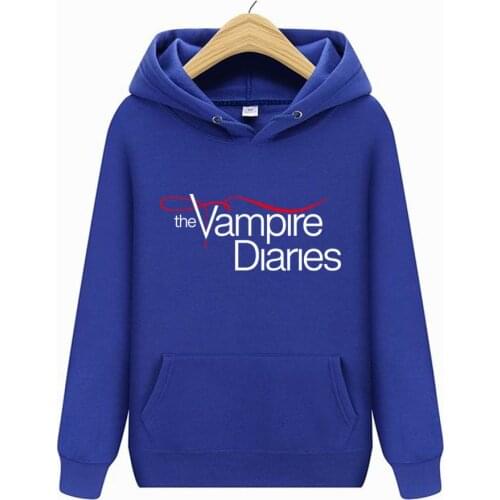 2021 Women Hooded Sweatshirts The Vampire Diaries Hoodies TV Series Solid Color Print Streetwear Hoodie Pullover Tops Coat