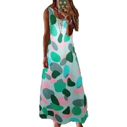 2021 Simple Sleeveless Women Dress Skin-friendly Printed Polyester Sexy Loose Polka Dot Summer Dress robe femme женское платье