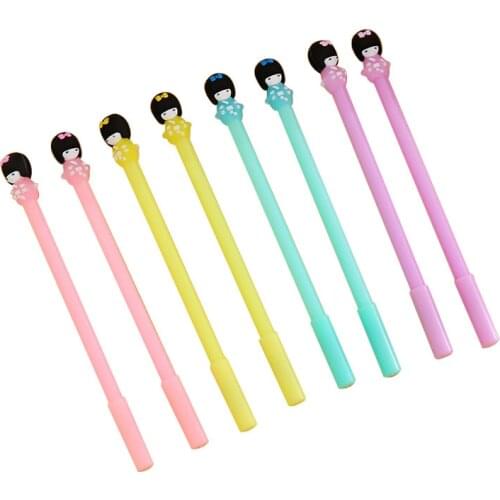 1 Pcs South Korea Creative Stationery Jelly Color Kimono Cute Girl Neuter Students Stationery Pen Black Felt-tip Pens kawaii