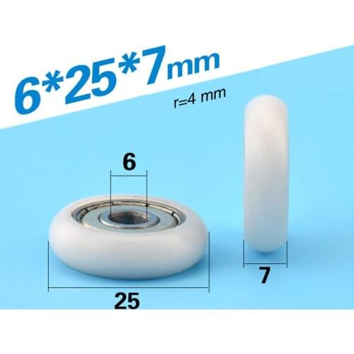 10PCS Free Shipping 626zz ball bearing caoted nylon roller wheel for window or door 6*25*7 3D printer roller
