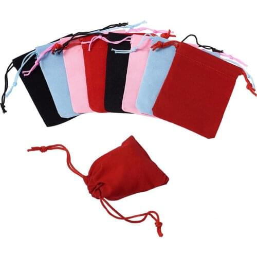100Pcs Drawstring Velvet Bag Jewelry Gift Packing Pouches Christmas Party Wedding Candy Decoration Bags 5x7cm 7x9cm