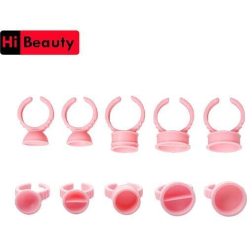100pcs/lot Disposable Soft Elastic Pink Tattoo Pigment Ink Ring Cup Container Holder For Permanent Makeup Tattoo Accessories