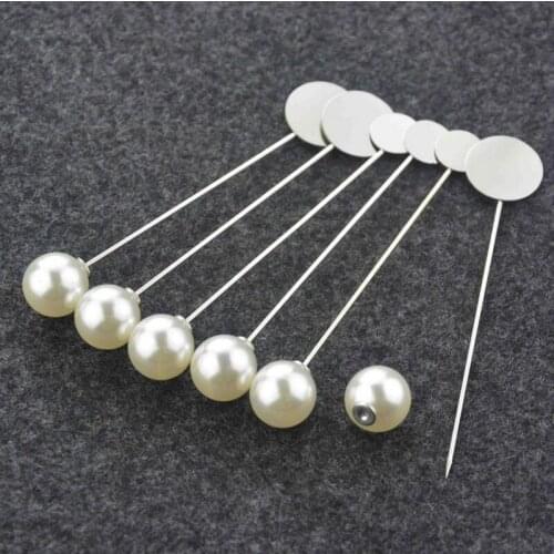 100Piececs/Lot Silver Plated Pins DIY Brooch Pearls Safety Pin Handmade Wedding Boutonniere Material Accessories Metal tray pin