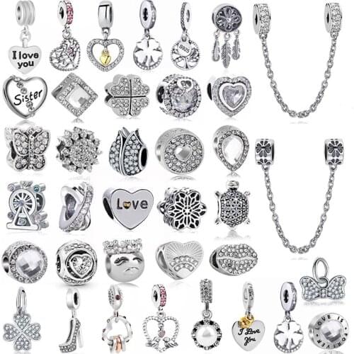 2Pcs/lot Silver Color Feather Ferris Wheel Pendant fit Brand Charms Bracelets DIY Jewelry Women Silver Jewelry Accessories