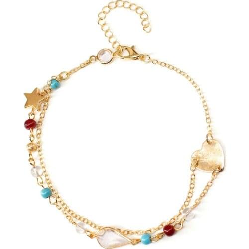 2 PC Layered Gold Shell Pendant Chain Ankle Bracelet On Leg Foot Jewelry Boho Charm Anklets for Women Accessories Mujer