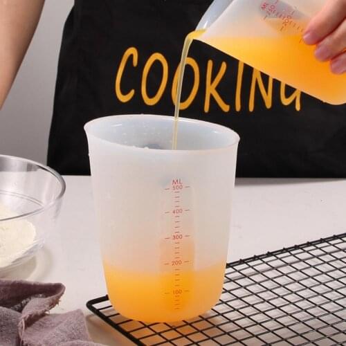 250/500ml Double Scale Half Transparent Silicone Measurig Cup Soft Baking Tool