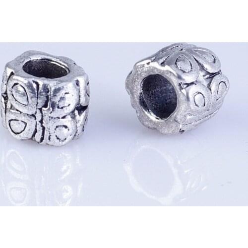 40pcs Tibetan Silver Metal DIY beads big hole round beads fit for style European Bracelets