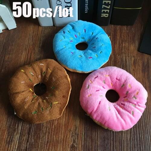 50Pcs/lot Plush Dog Chew Toy Small Animal Shape Circle Ring Design Sound Dog Toys Interactive Toys for Clean Teeth Pet Toys