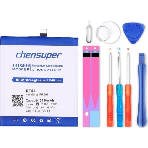 100% Original chensuper 3400mAh for Meizu PRO 6 BT53 Battery Smart BT53 Battery