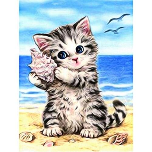 Diamond Embroidery Europe Dirll Natural ecologic canvas 5D DIY Diamond Painting Cat For Children Mosaic Rhinestone Home Decor