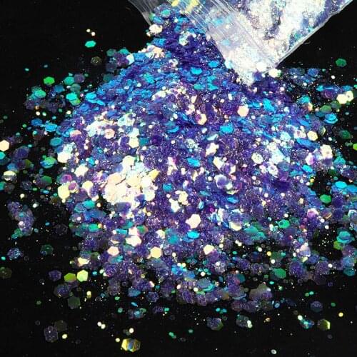 50g Ultra-thin Mix Hexagon Chunky Glitter Bulk Sequins For Nail Art Decorations Holographic Glitter Flakes Manicure Accessories