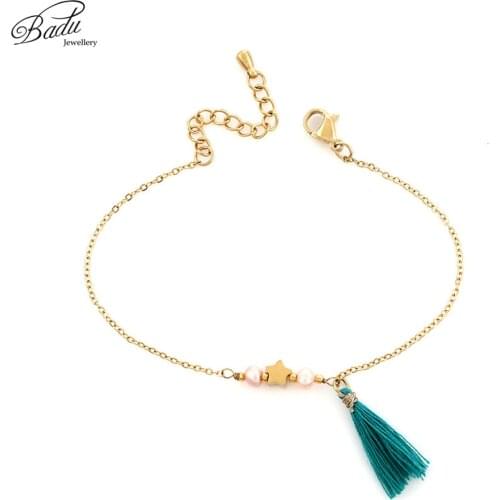 Badu Link Chian Bracelet for Girls Stainless Steel Tiny Chian Bracelets Delicate Jewelry Gift for Girls Wedding Engagement