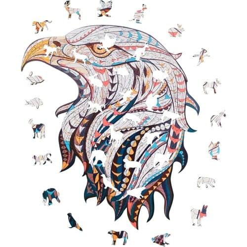 Wooden Jigsaw Puzzles for Adults Unique Eagle Lion Shape Jigsaw Each Piece Is Animal Shaped Children DIY Puzzle Christmas Gifts