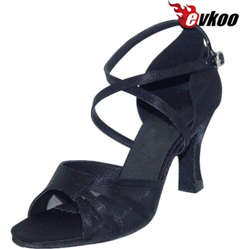 Evkoodance Sexy Leopard Color Four Style Zapatos De Baile Can Be Choose 7cm Heel Height Satin Woman Dance Shoes Evkoo-091