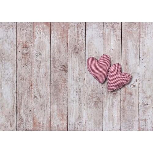 Pink Cloth Heart Wooden Plank Photo Background Custom Backdrop for Wedding Lovers Valentines Day Photoshoot Photography Props