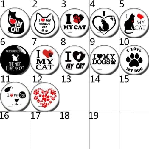 10mm 14mm 16mm 12mm 20mm 25mm 212 12pcs/lot Cat Mix Round Glass Cabochons Jewelry Findings 18mm Snap Button Charm Bracelet