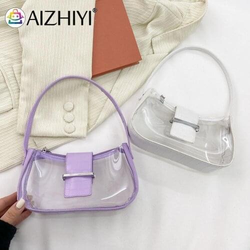 Patchwork PVC Clear Underarm Bags Alligator Pattern Casual Ladies Chain Handbag Female Zipper Small Purse Top-handle Handbag