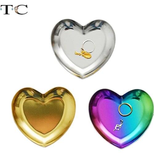 Stainless Steel Nordic Heart-shaped Jewelry Metal Storage Tray Gold and Silver Jewelry Candy Small Items Storage Tray