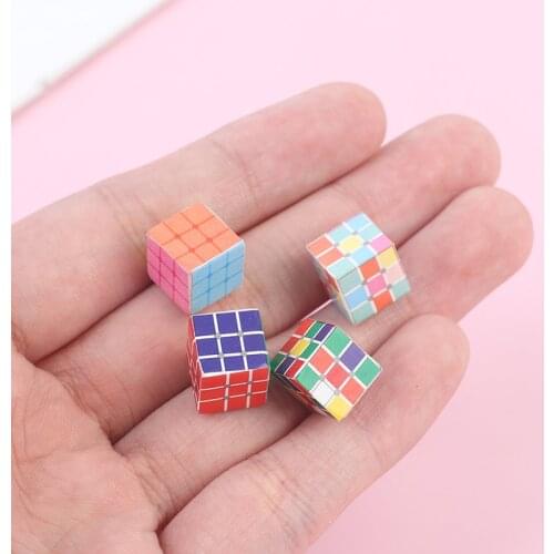 4pcs/set Miniature Puzzle Cube Game Toy 1:12 Dollhouse Mini Furniture Accessory