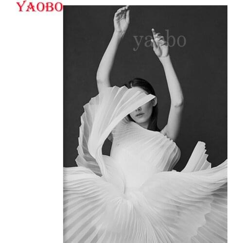 DIY Diamond Mosaic White Dress Lady Dance Needlework Full Square Diamond Painting Cross Stitch Embroidery Diamond Crystal Art