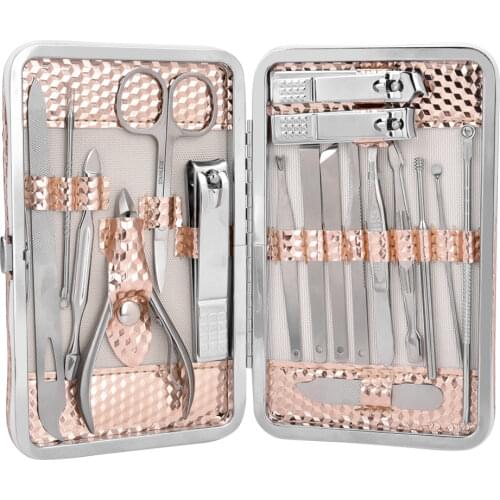 18in1 Stainless Steel Manicure Set Professional Pedicure Kit Nail Clipper Finger Plier Cutter Scissor Grooming Kit Nail Art Tool