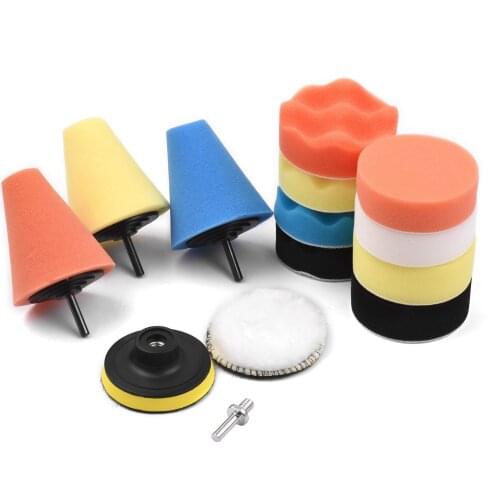 KKMOON 14Pcs Polishing Pads Kit 3 Inches Drill Polishing Wheel Foam Ball Wheels Hub Care for Automotive Car Buffing Waxing