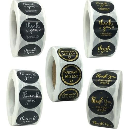 100-1000pcs Thank You For Supporting My Small Business Labels Stickers Gold Foil Design For Seal Envelope Jewelry Box Decoration