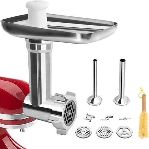 Meat Grinder Attachment for KitchenAid Stand Mixers Sausage Stuffer Tubes, Durable Metal Food Grinder Attachments