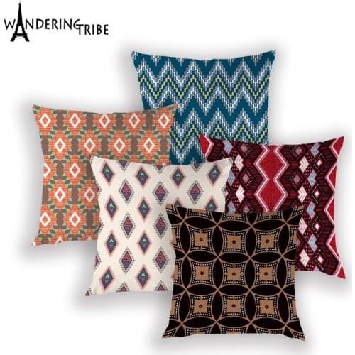 Abstract Geometric Pillows Case Flower Pattern Living Room Cushion Cover Print Pillow Covers Lattice Car Bed Cushion Cases Cojin