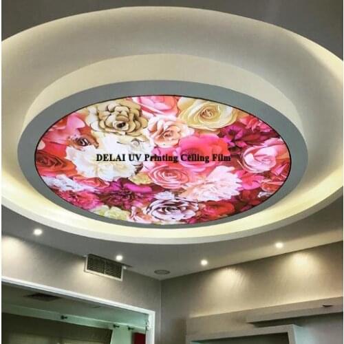 New Arrival Overlook Rose Flowers UV Printing stretch ceiling film for home decoration