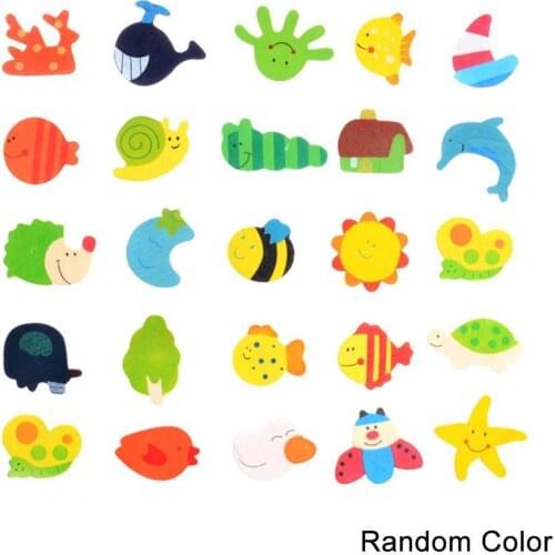 New Creative 1 Piece Home Wood Various Cute Childrens Messages Refrigerator Cartoon Random Post Can Stickers Delivery M0O0