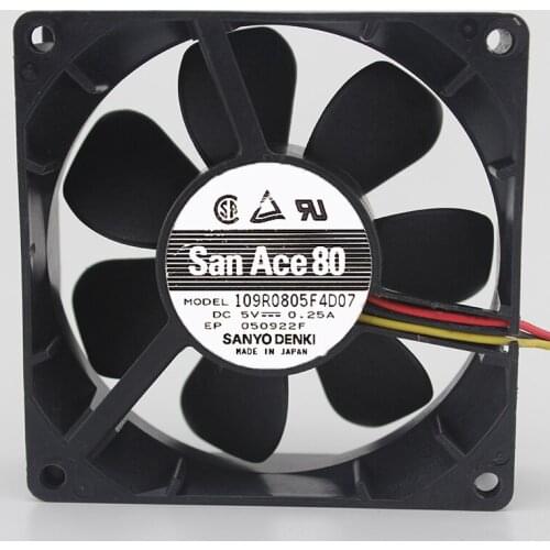 Brand new original 109R0805F4D07 5V 0.25A 8CM 8025 three-wire industrial computer cooling fan
