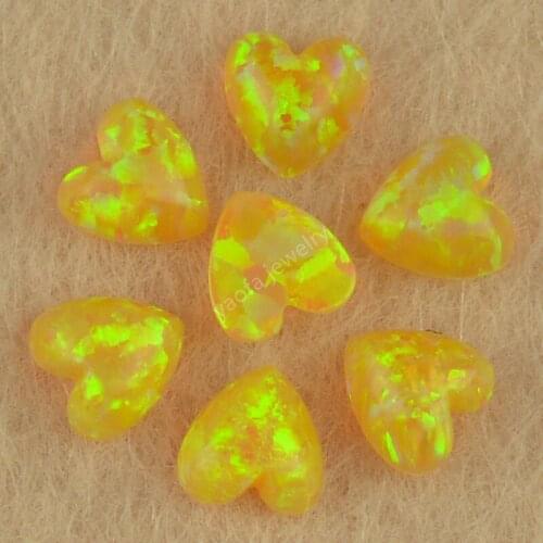 Opal factory OP28 yellow opal stone synthetic opal heart shape flat cabochon gems for jewelry making
