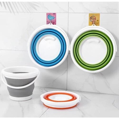 3/5/10L Plastic Folding Bucket Portable Home Outdoor Travel Car Wash Bucket Fishing Container Storage Accessories