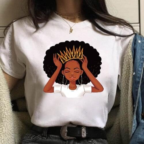 Cotton Melanin Poppin Women Tshirt Women Clothing Beautiful Black Girl Print Tee Tops Women Graphic T-Shirt Fashion Tee Shirts