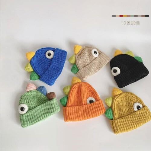 Cartoon Dinosaur Infant Toddler Baby Hat Cap Korean Version Knitted Caps For Boys Girls Beanies Keep Warm Kids Accessories Hats